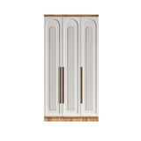 Ücretsiz Montaj - 100% MDF Flora 3 Kapaklı Beyaz Gardırop - MDF Dolap - Elbise Dolabı