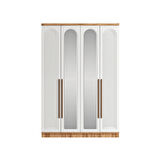 Ücretsiz Montaj - 100 % MDF Rosa 4 Kapaklı - Aynalı Beyaz Gardırop - MDF Dolap - Elbise Dolabı