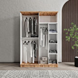 Ücretsiz Montaj - 100 % MDF Rosa 4 Kapaklı - Aynalı Beyaz Gardırop - MDF Dolap - Elbise Dolabı