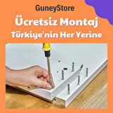 Ücretsiz Montaj - 100% MDF Bohem 5Kapaklı Beyaz Gardırop -MDF  Dolap - Elbise Dolabı