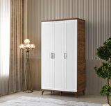 Ücretsiz Montaj - 100% MDF Paris 3 Kapaklı Beyaz Gardırop - MDF Dolap - Elbise Dolabı