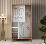 Ücretsiz Montaj - 100% MDF Paris 3 Kapaklı Beyaz Gardırop - MDF Dolap - Elbise Dolabı