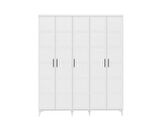 Ücretsiz Montaj - 100 % MDF Milano 5 Kapaklı Beyaz Gardırop - MDF Dolap - Elbise Dolabı