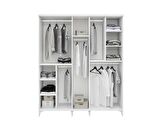 Ücretsiz Montaj - 100 % MDF Milano 5 Kapaklı Beyaz Gardırop - MDF Dolap - Elbise Dolabı