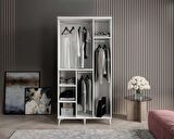 Ücretsiz Montaj - 100% MDF Milano 3  Kapaklı Beyaz Gardırop - MDF Dolap - Elbise Dolabı