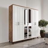 Ücretsiz Montaj - 100% MDF Sport 6 Kapaklı - Aynalı Beyaz Gardırop - MDF Dolap - Elbise Dolabı