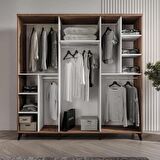 Ücretsiz Montaj - 100% MDF Sport 6 Kapaklı - Aynalı Beyaz Gardırop - MDF Dolap - Elbise Dolabı