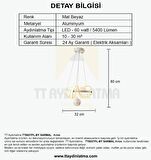 TT003TPL-BY TT Aydınlatma Sarmal Modeli Mat Beyaz ( Sarı Işık Led ) Mermer Desen Toplu Led Avize