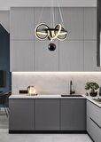 TT003TPL-SY TT Aydınlatma Sarmal Modeli Mat Siyah ( Sarı Işık Led ) Mermer Desen Toplu Led Avize