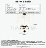 TT003TPL-SY TT Aydınlatma Sarmal Modeli Mat Siyah ( Sarı Işık Led ) Mermer Desen Toplu Led Avize