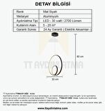 TT004-SY TT Aydınlatma Göz Modeli ( Sarı Işık Led ) Mat Siyah Led Avize