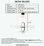 TT006-1-SY TT Aydınlatma Minyon Modeli ( Sarı Işık Led ) Tekli Mat Siyah Led Avize
