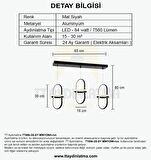 TT006-3S-SY TT Aydınlatma Minyon Modeli  ( Beyaz Işık ) 3 lü Mat Siyah Sıralı Led Avize