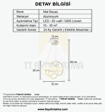 TT005-BY TT Aydınlatma Burgu Modeli ( Beyaz Işık ) Mat Beyaz Led Avize