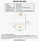 TT005TPL-BY TT Aydınlatma Burgu Modeli ( Beyaz Işık Led ) Mat Beyaz Mermer Desen Toplu Led Avize