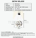 TT005-SY TT Aydınlatma Burgu Modeli ( Sarı Işık Led ) Mat Siyah Led Avize
