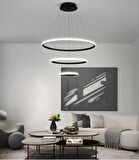 TT300-3 SY TT Aydınlatma Halka 3 lü Mat Siyah ( Beyaz Işık ) Led Avize