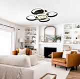 TT304-4+1-SY YUVARLAK TT Aydınlatma Mat Siyah 5 li ( 3 Renk Işık ) Led Avize