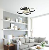 TT304-4+1-SY YUVARLAK TT Aydınlatma Mat Siyah 5 li ( 3 Renk Işık ) Led Avize