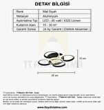 TT304-4+1-SY YUVARLAK TT Aydınlatma Mat Siyah 5 li ( 3 Renk Işık ) Led Avize