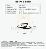 TT305-2-SY TT Aydınlatma Mat Siyah 2 li ( 3 Renk Işık ) Led Avize