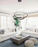 TT301-SY TT Aydınlatma Yay Modeli Siyah ( Beyaz Işık ) Led Avize