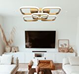 TT302-4+1-ESK KARE TT Aydınlatma Eskitme Boyalı 5 li ( Sarı Işık ) Led Avize