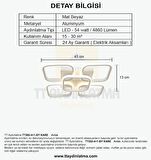 TT302-4+1-BY KARE TT Aydınlatma Mat Beyaz 5 li ( Beyaz Işık ) Led Avize
