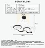 TT025-SY TT Aydınlatma Yılan Modeli Mat Siyah ( 3 Renk Işık ) Led Avize