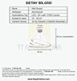 TT301-BY TT Aydınlatma Yay Modeli Mat Beyaz ( Beyaz Işık ) Led Avize