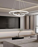TT300-2 KR TT Aydınlatma Halka 2 li Krom ( Sarı Işık ) Led Avize
