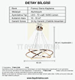 TT300-3 FSR TT Aydınlatma Halka 3 lü Fransız Sarısı Kaplama ( Beyaz Işık ) Led Avize