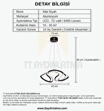 TT307-40-SY TT Aydınlatma Helezon Modeli Mat Siyah ( Gün Işığı ) Led Avize