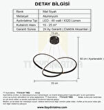 TT310-SY TT Aydınlatma Trio Modeli Mat Siyah ( Sarı Işık ) Led Avize