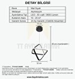 TT316-SY TT Aydınlatma 2Kare Modeli Mat Siyah ( 3 Renk Işık Modüllü ) Led Avize