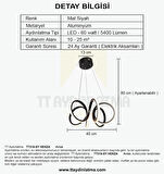 TT318-SY TT Aydınlatma Hekza Modeli Mat Siyah ( Beyaz Işık ) Led Avize