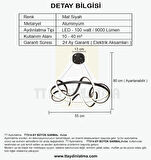 TT314-SY TT Aydınlatma Büyük Sarmal Modeli Mat Siyah ( Sarı Işık )  Led Avize