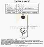TT317-SY TT Aydınlatma Stilla Modeli Mat Siyah ( Gün Işığı ) Led Avize