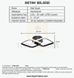 Tt405-2-sy Mat Siyah 2 Li Kare ( Gün Işığı ) Led Avize