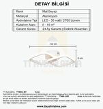 Tt405-2-by Mat Beyaz 2 Li Kare ( Sarı Işık ) Led Avize