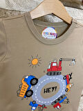 AYSBEBE ÇOCUK TİŞÖRT HEY İŞ MAKİNASI DESENLİ