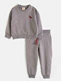 AYSBEBE Dinazor Nakışlı Kışlık Çocuk Takım Unisex (2 İPLİK)