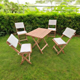 KATLANIR AHŞAP BİSTRO SET BAHÇE TAKIMI 4 SANDALYE 1 MASA SET MİNDER HEDİYELİ