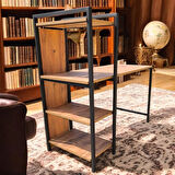 LÜKS ÇALIŞMA OFİS BİLGİSAYAR MASASI KİTAPLIKLI  3 RAFLI CEVİZ 120 CM * 52 CM * 119 CM