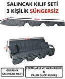 3 KİŞİLİK LÜKS SALINCAK KILIF SETİ SÜNGERSİZ GRİ DESENLİ