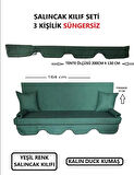 3 KİŞİLİK LÜKS SALINCAK KILIF SETİ SÜNGERSİZ DÜZ YEŞİL