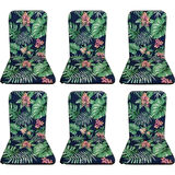LÜKS ARKALIKLI SANDALYE MİNDERİ 6LI 4CM SÜNGERLİ YEŞİL YAPRAK DESEN