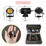Motosiklet Mini Sis Farı Çift Renk Sarı-Beyaz Aç Kapa Düğmeli Scooter Araç Off Road Led Lamba 8V-80V Projektör Metal Kasa Arazi Çalışma Lambası 2 Adet Set