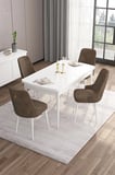 Are Serisi 80x132 Mdf Beyaz Açılabilir Mutfak Masası Takımı Ve 4 Kahverengi Sandalye