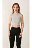 Ntb Crop Rip Top Light Green, Kadın Spor Crop,Kadın Crop,Fitness Crop,Yoga Crop, Esnek Terletmez